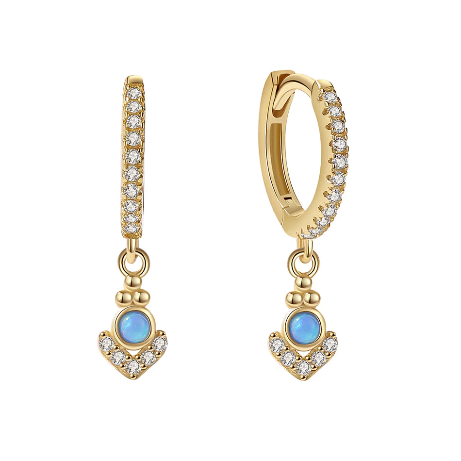 Bohemian Blue Opal Huggie Earrings