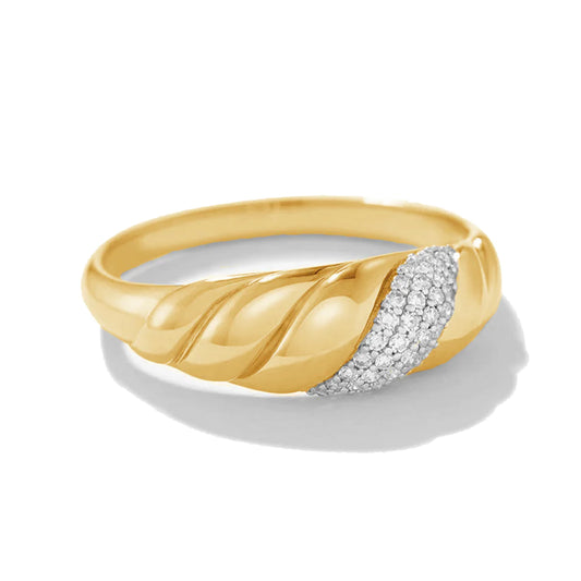 Pave Croissant Dome Ring